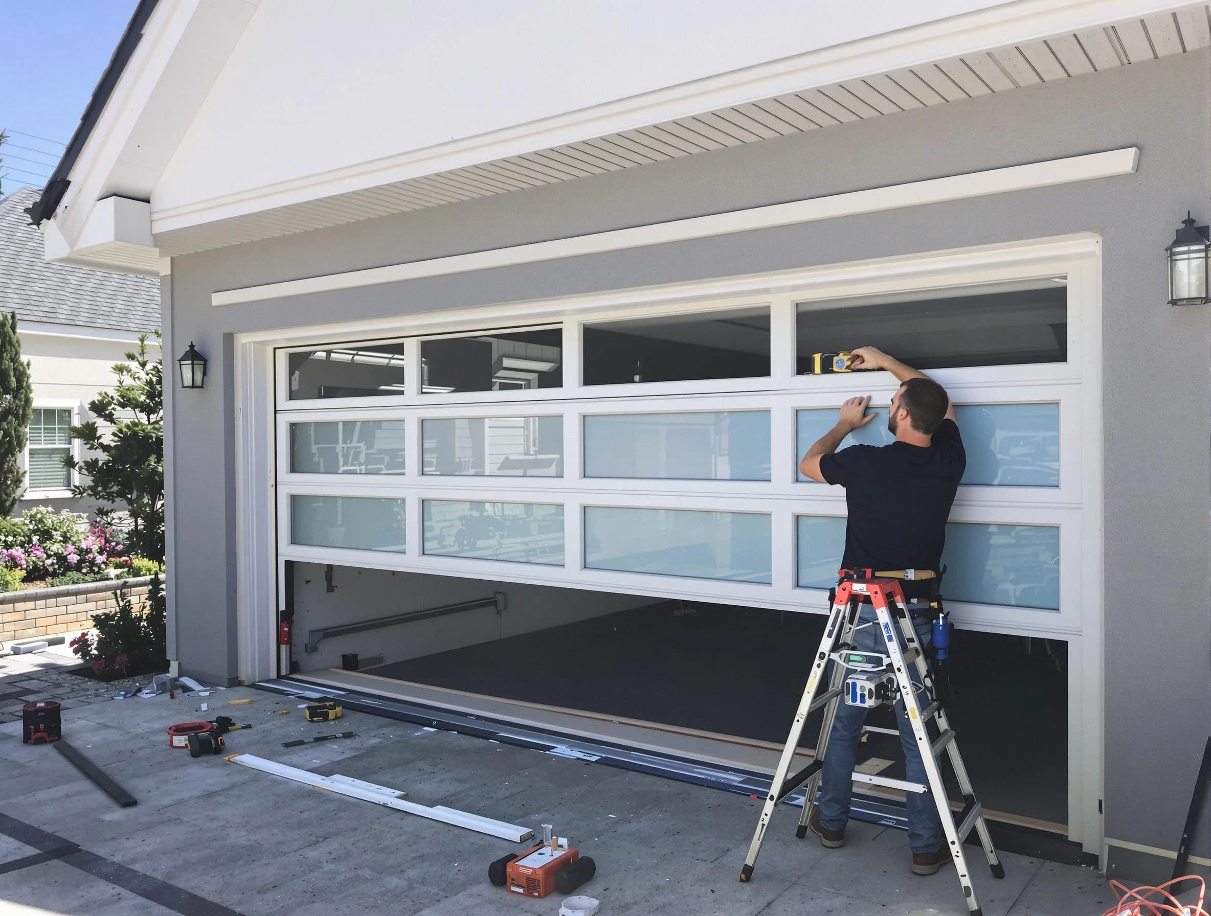 Westfield Garage Door Repair team performing garage door replacement in Westfield