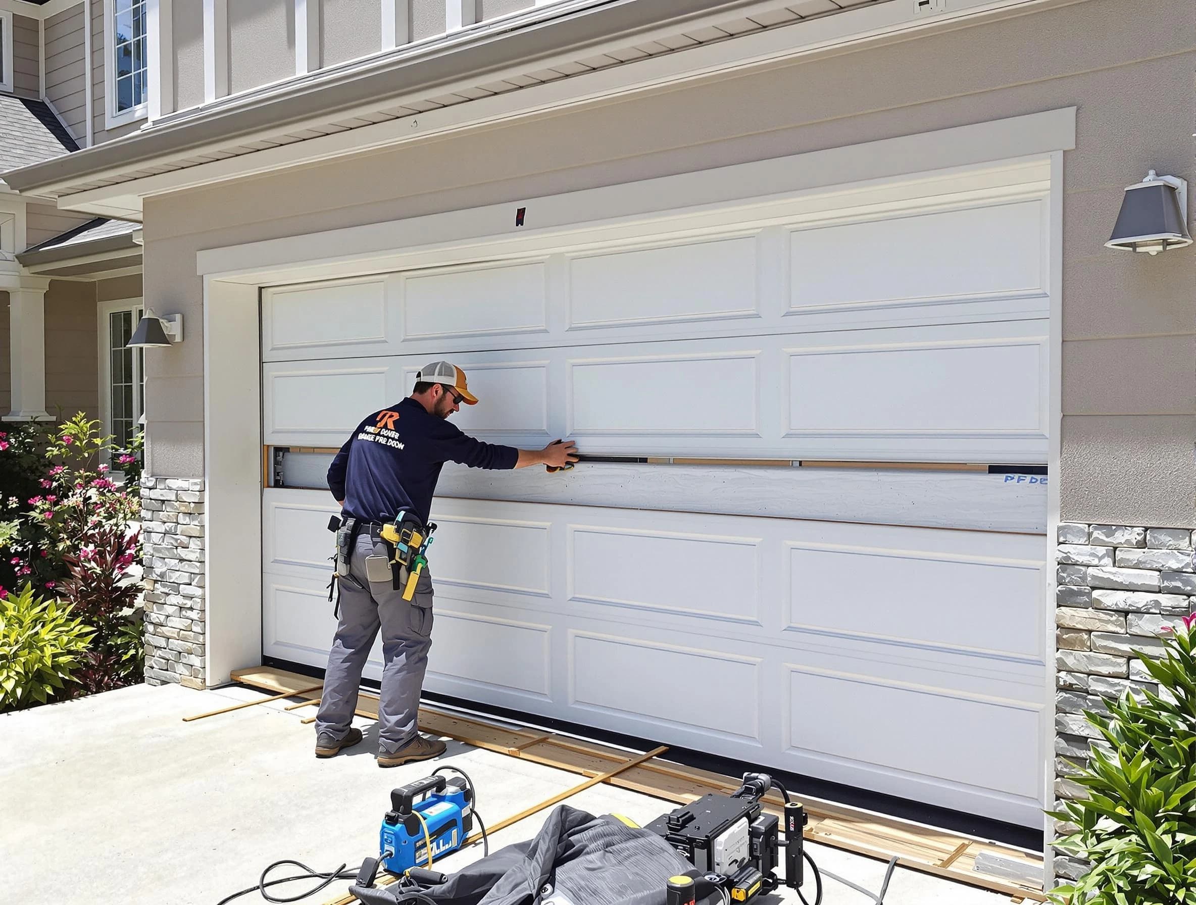 Westfield Garage Door Repair team performing complete garage door replacement at Westfield residence