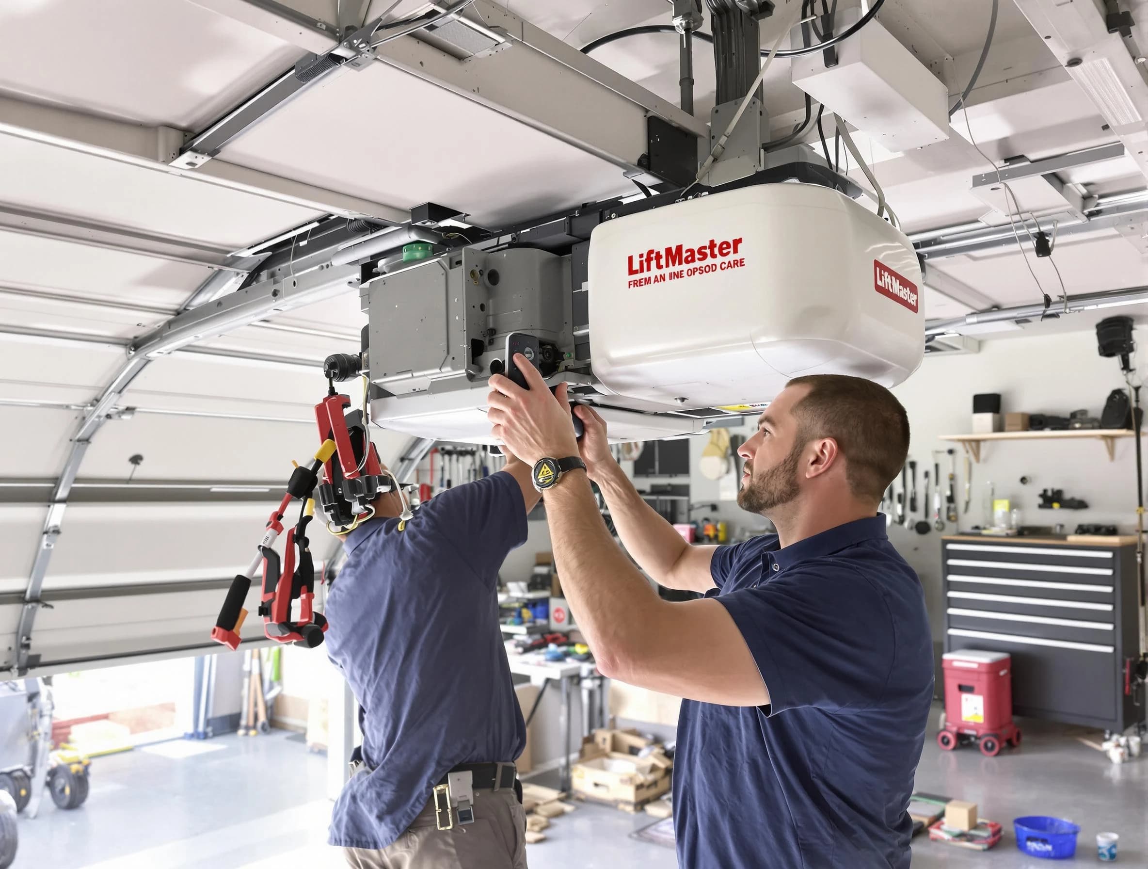 Westfield Garage Door Repair technician performing advanced diagnostics on garage opener in Westfield