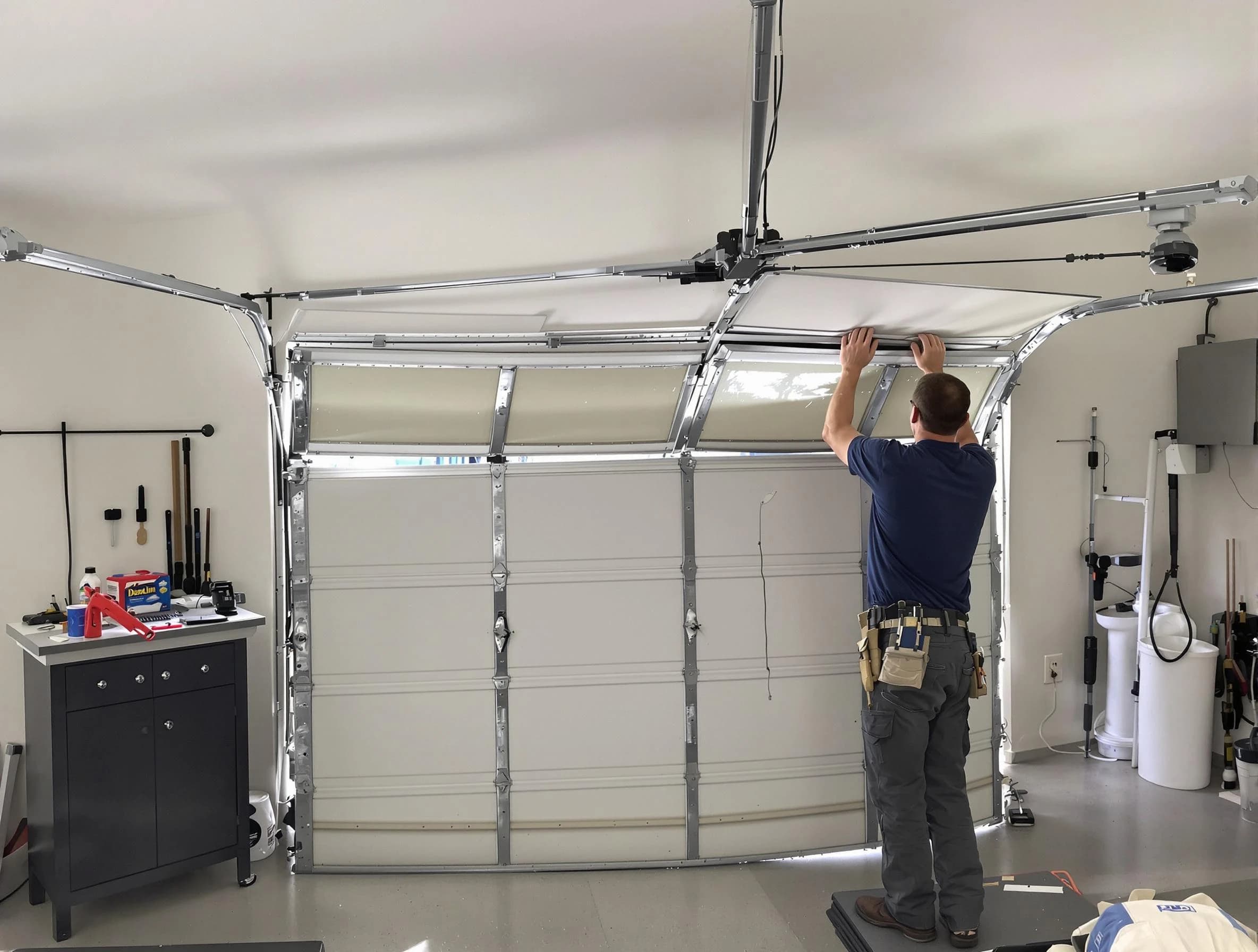 Westfield Garage Door Repair specialist performing precise section replacement on Westfield garage door