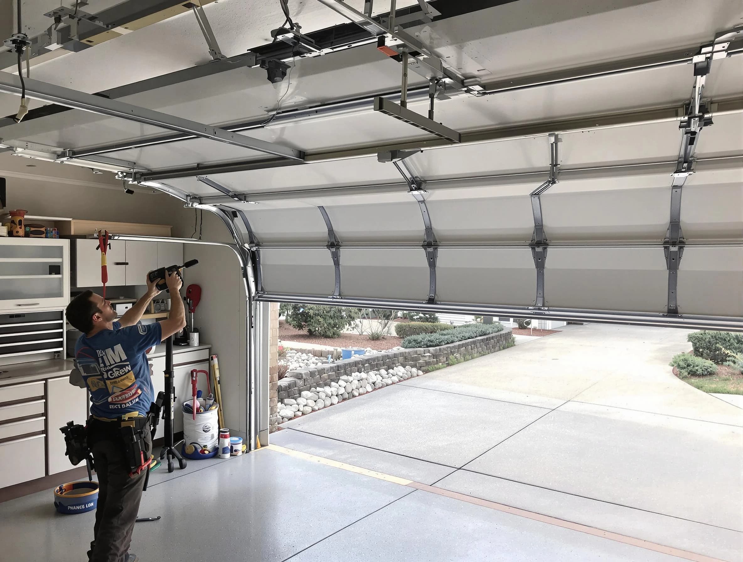 Garage door track repair service by Westfield Garage Door Repair in Westfield